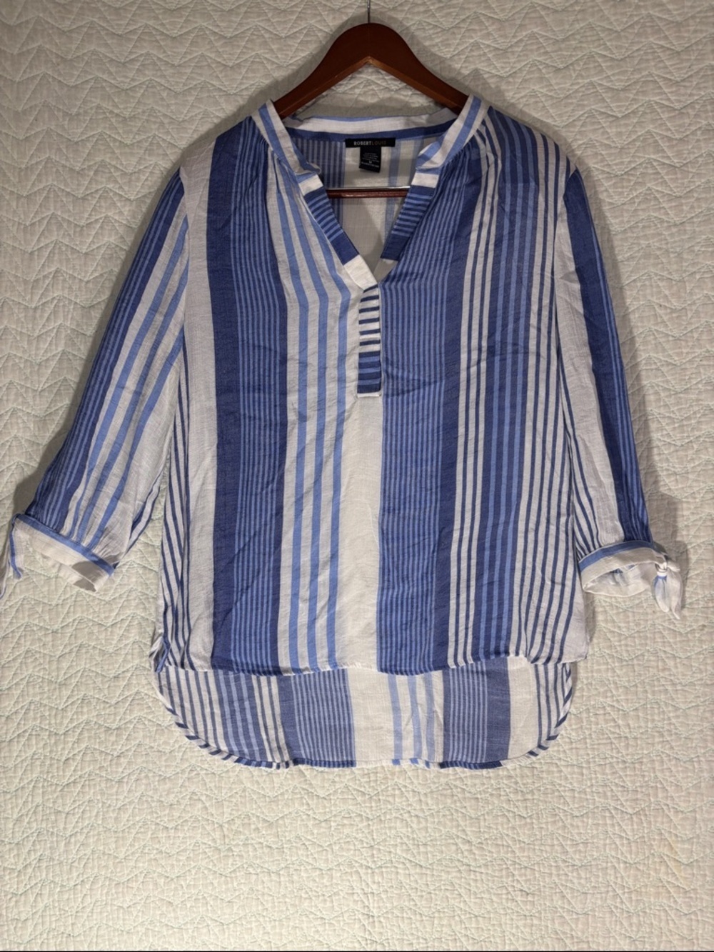 Robert Louis Blue and White Striped Tunic Top